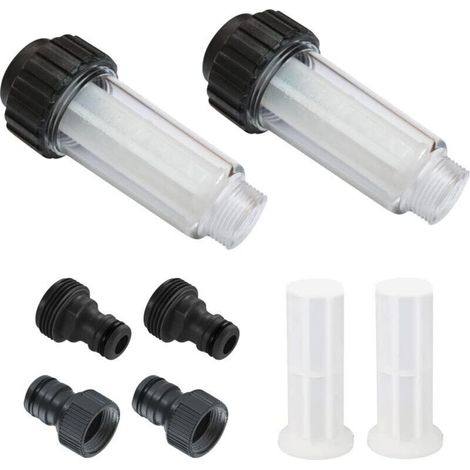 Filtre pour tuyau d'arrosage Ulisem, préfiltre à eau 2 pièces 3/4 po, ensemble de filtres à eau avec 4 éléments filtrants et 2 adaptateurs rapides pour nettoyeurs haute pression, pompe d'arrosage (1/4)