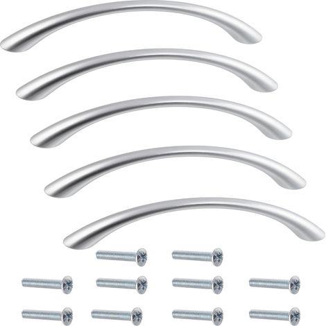 4 poignées de meuble Chic, zamak nickel brossé, entraxe 128 mm (1/5)