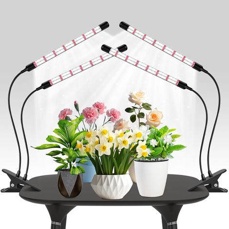 2 Lampes Horticole, 320LED Spectre Complet, Minuterie 6/12/18H, Gradation 5 Niveaux, Pour Semis Succulentes (1/5)