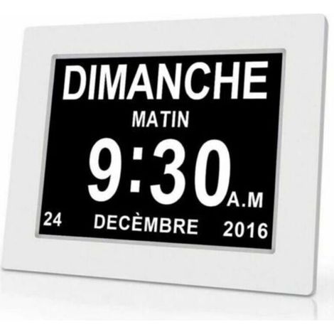 Horloge calendrier numérique One Piece 7 pouces avec date et heure, horloge Alzheimer pour parents, rappel de médicaments pour grands-parents et enfants - Blanc - 20414324mm..DEBUNS (1/5)