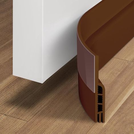 Striscia anticondensa per la parte inferiore della porta, isolante per porte con spazzole e striscia resistente agli agenti atmosferici, riduzione del rumore con forte adesivo, marrone (1 m) (1/2)