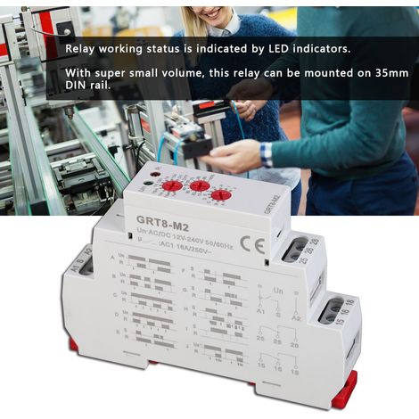 Relais temporisé multifonction GRT8-M2, 10 modes, montage sur rail DIN, alimentation AC/DC 12V-240V (1/5)