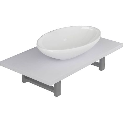 vidaXL Conjunto de muebles de baño 2 piezas cerámica blanco (1/2)
