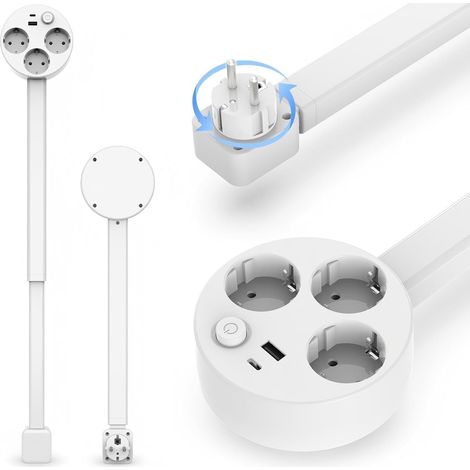 Prolunga retrattile, supporta USB e rotazione a 360°  Dotata di 2 porte USB, design retrattile (46-67 cm), adatta per l'uso in ufficio o in camera da letto (1/5)