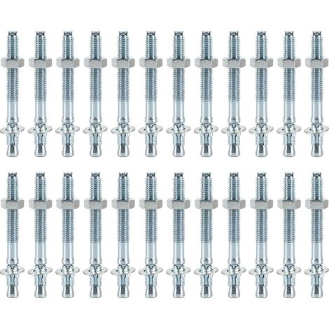 24 Pièces Cheville Charge Lourde, Boulons Ancrage M8 x 80 mm, Cheville Beton Galvanisés, Chevilles à Béton, Ancrages à Béton pour Bétons (1/4)