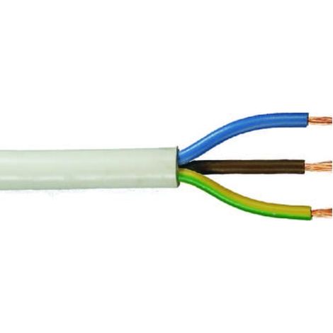 Schlauchleitung H05VV-F 3 x 1,0 - 5 Meter weiß Gummileitung Leitung Kabel