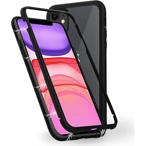Estuche de vidrio templado doble ozone Magnetic 9H para iPhone 11 - Negro (1/5)