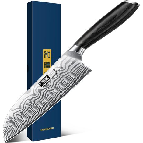 Couteau Santoku 18 cm, Couteau de Cuisine Japonais Couteau de Chef (1/5)