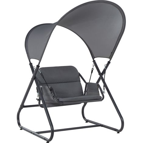 Columpio moderno para exterior asiento de poliéster con toldo de malla estructura de acero gris oscuro Solagna