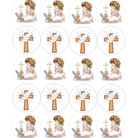Oblea para magdalenas, galletas, primera comunión, niña wz8