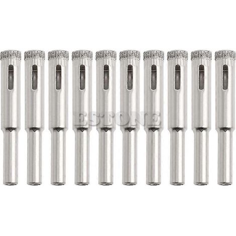 OOTDTY - Nouveau lot de 10 forets diamantés de 5 mm, 6 mm, 8 mm, 10 mm et 12 mm pour le perçage du verre, du carrelage, de la céramique et du marbre. (1/5)