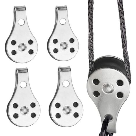 4 Pieces Double Stainless Steel Swivel Pulley, Single Block Pulleys, Stainless Steel Single Pulley Block, for Large Kayaks, Canoes, Factories, Buildings, Etc