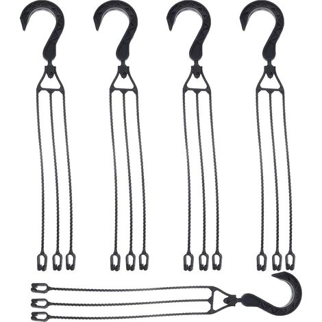 Lot de 5 chaînes de Suspension en Plastique pour Pots de Fleurs rotatives à 360° (Noir)