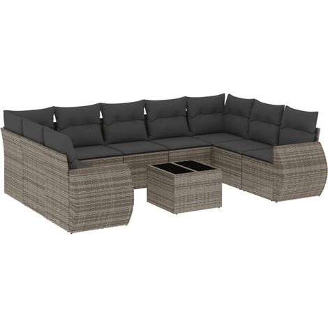 Maison Exclusive - Set de sofás de jardín 10 pzas con cojines rat (1/3)