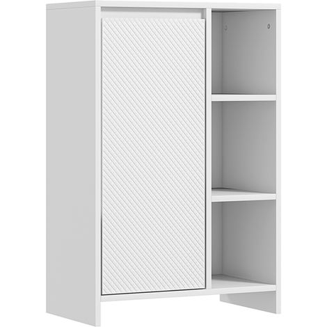 HOMCOM Mobiletto Bagno con 3 Ripiani Aperti e Armadietto 53x30x80cm Bianco