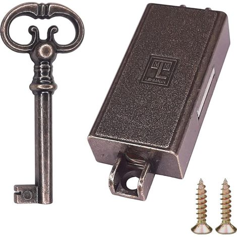 Serratura a cremonese marrone – Chiave di ricambio per mobili antichi – Finitura spazzolata – Interasse 64 mm – Larghezza 28 mm – Spessore 14,5 mm (1/4)