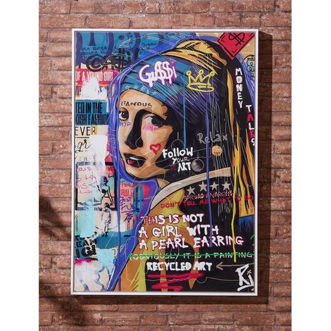 Version imprimée sur toile Graffiti Young Pearl 50% Huile Avec cadre 70X100 cms. 70X4X100 cms (1/3)