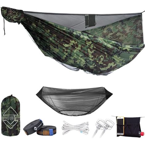 Hängematte im Ridgeline-Tarnmuster mit Baumgurten, Doppelhängematte mit Moskitonetz, tragbare und robuste Hängematte für unauffälliges Camping, Armee, Militär, Tarnung