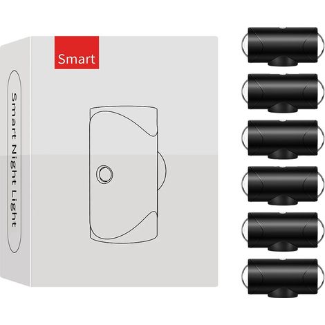 Luz nocturna con sensor de movimiento, recargable, con cambio de color, color negro, 6 unidades. (1/2)