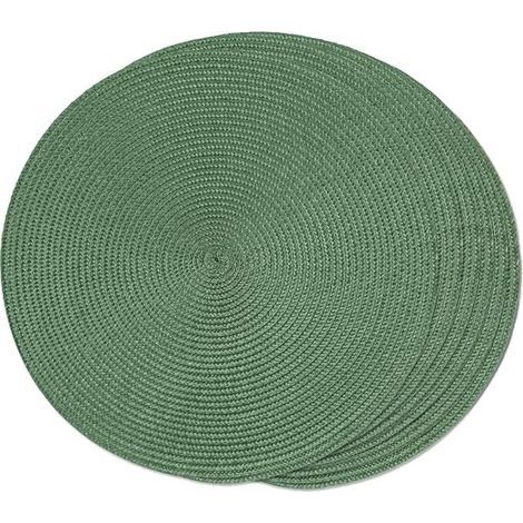 Lntyq Lot de 6 sets de table ronds tressés pour tables de salle à manger, lavables, antidérapants, 38 cm (olive, 6 pièces) (1/5)