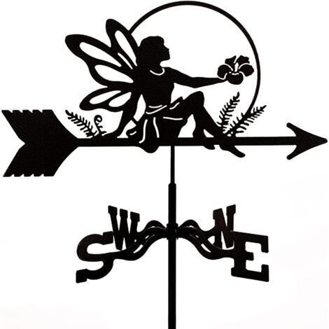 Girouette de Fée en Acier Inoxydable avec Fixation sur Le Toit, Décorations de Jardin pour Extérieur Ferme Cour Tonnelle de Jardin (1/5)