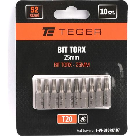 Punta Torx de 25 mm/T20 (juego de 10) / teger
