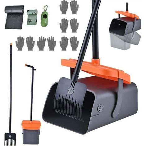 Dog poop scoop with rotating bucket and rake, heavy-duty poop collector for large dogs (1/4)