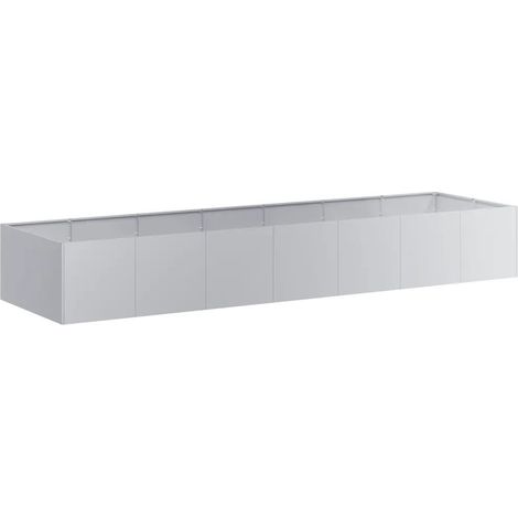 Jardinière rectangulaire décorative jardin balcon 280 x 80 x 40 cm en acier galvanisé gris (1/5)