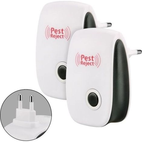 2 x Repulsif Insectes Anti-nuisibles à Ultrasons Moustiques Rongeur Electronique Pest Repeller pour lutter Anti Rats,Cafards&fourmis (1/4)