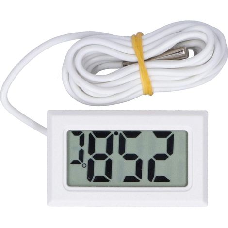 Thermomètre Numérique LCD NPT, Mini Moniteur Électronique de Température À Écran Lcd Filaire -50 À 110 °C, Instrument de Mesure Avec Sonde Externe, pour Réfrigérateur, Congélateur, Aquarium (Blanc) (1/5)