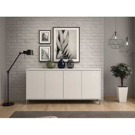 Credenza Filomena, Alacena 2 Estantes, Hecho en Italia, 40x184x90h cm Blanco Brillante (1/3)