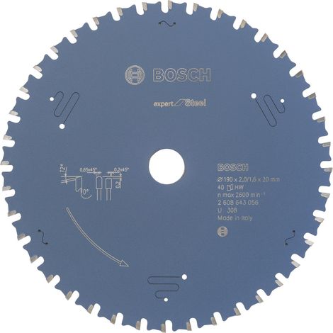 Bosch Kreissägeblatt Expert for Steel für Handkreissägen 190 x 20 x 2 mm, 40 - 2608643056 (1/4)