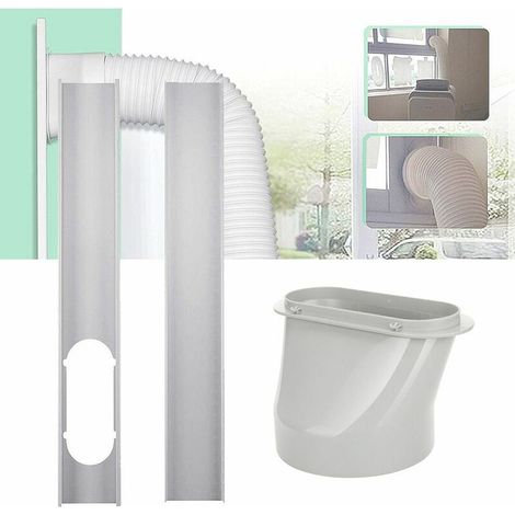 1 Kit tuyau évacuation, Adaptateur fenêtre 15 cm, Raccord PVC blanc, Climatiseur portable (1/5)