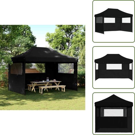 The Living Store Partyzelt Faltbar Pop-Up mit 3 Seitenteilen Schwarz - Pop-Up Zelt (1/5)