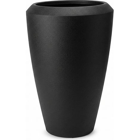 Vaso Alto Cilindrico in HDPE NERO Effetto Grafite H.69 Fioriera Moderna da Interno ed Esterno colonna porta piante Elegante scenografica Extra Resistente per Grandi Piante e Alberelli