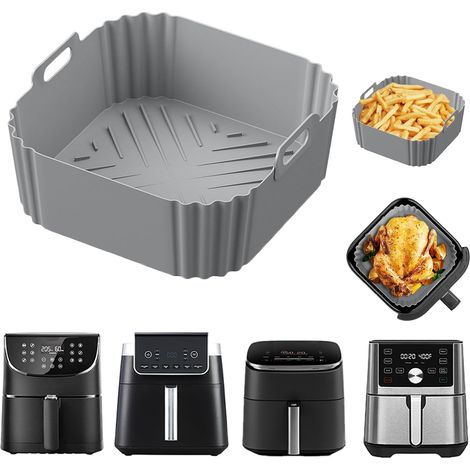 Tapis silicone carré 22,4 cm pour friteuse à air, réutilisable antiadhésif, accessoire cuisson saine résistant chaleur facile nettoyage (1/5)