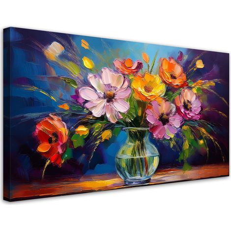 Tableau déco Bouquet de fleurs coloré dans un vase 100x50 (1/5)
