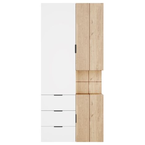 Armoire avec éclairage LED et tiroir à bijoux, 90 x 49 x 200 cm, 2 tringles, bandes LED, 4 tiroirs, armoire portes battantes, chambre (1/5)