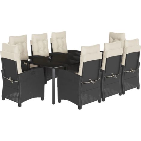 Maison Exclusive - Set de comedor de jardín 9 pzas y cojines ratá (1/5)