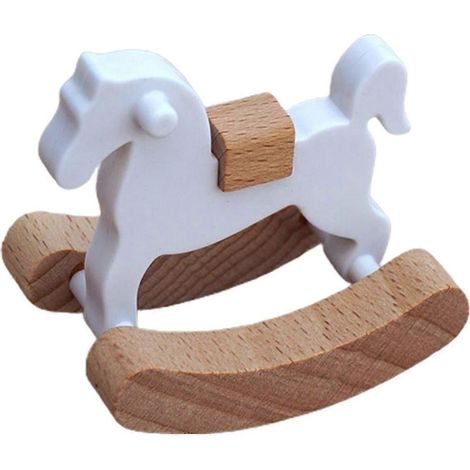Accessoires pour maison de poupée : Cheval de Troie à bascule en bois, surface lisse, anti-fissures, détails soignés, accessoire photo