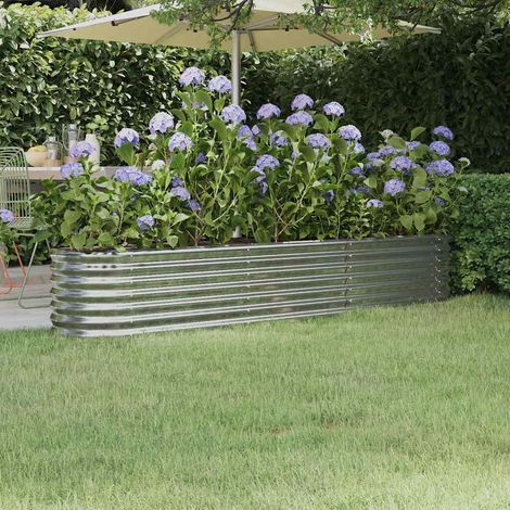 vidaXL Jardinera arriate acero galvanizado plata 224x40x36 cm (1/5)