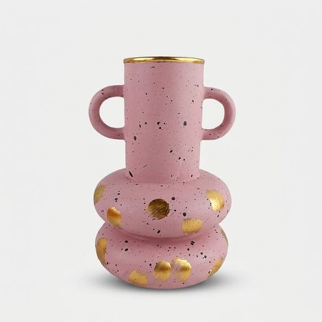 Grand vase décoratif en céramique avec anneaux Pink&Cozy (1/2)