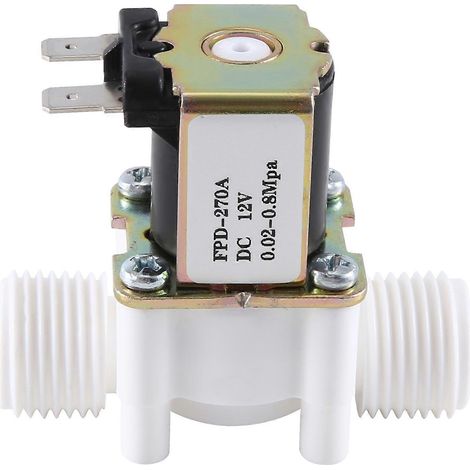 Électrovanne d'eau 12 V CC normalement fermée (N/C), G1/2 pouce, en plastique, pour distributeur d'eau (1/5)