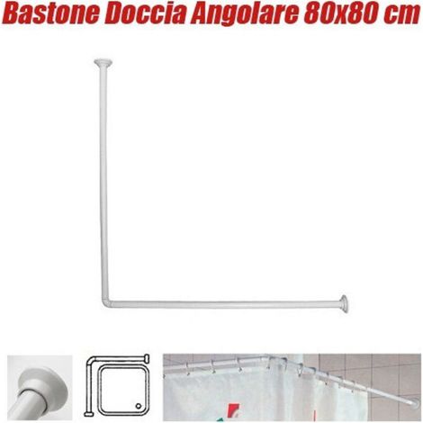 Marco para cortina, barra para cortina de ducha y bañera, blanco, 80 x 80 cm