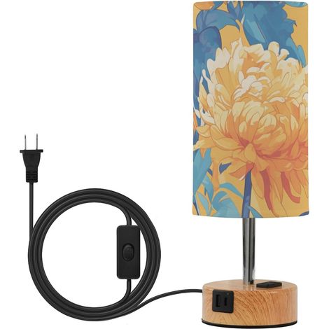 linqin Grandes lampes de table ferme à fleurs jaunes avec ports (1/5)
