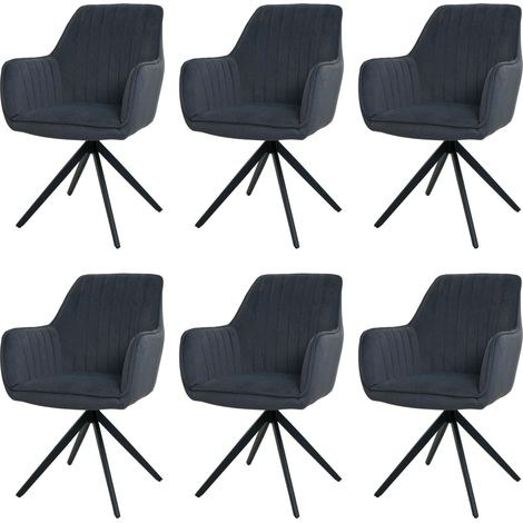 [NON UTILIZZATO] Set 6x sedie poltroncine con seduta girevole HHG-499 acciaio tessuto antracite