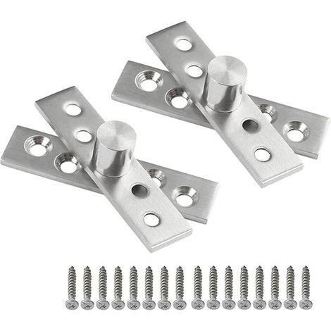 Lot de 2 (75 x 17 mm) charnières pivotantes à 360° en acier inoxydable   Pivot de porte caché   Charnière rotative dissimulée robuste