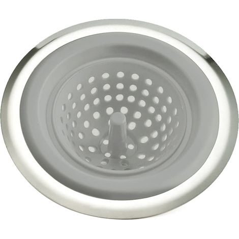 Passoire pour évier de cuisine, Filtre d'Évacuation Anti-Colmatage, Compatible Lave-Vaisselle, Résistant à la Rouille, Gris, Lot de 2 (1/5)