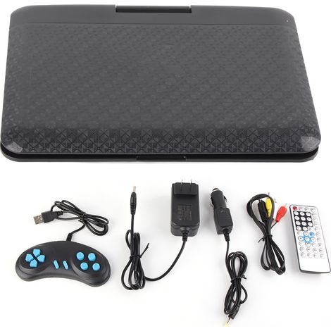 Lecteur DVD portable HD 6,8 pouces pour enfants, multifonction, TV voiture pratique, usage extérieur et véhicule, 110-240V, prise US, noir (1/5)