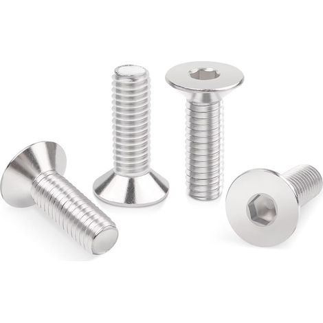100 Pièces M3x25mm Vis à Tête Fraisée Allen, Boulon Inox DIN7991/ISO10642 Hexagonal Acier Inoxydable A2 V2A, Filetage Métrique Cylindrique Avec Six Pans Creux (1/5)